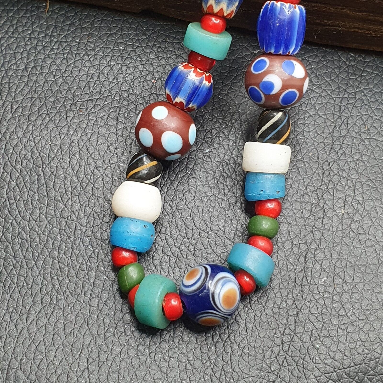 VINTAGE Old African, venetian ART Mix GLASS BEADS Necklace MIX-1