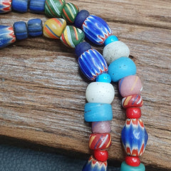 VINTAGE Old African, venetian ART Mix GLASS BEADS Necklace MIX-1