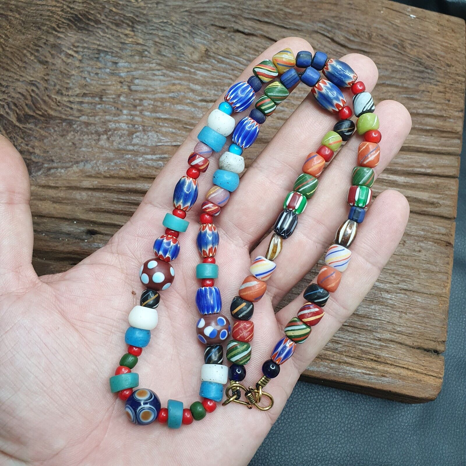 VINTAGE Old African, venetian ART Mix GLASS BEADS Necklace MIX-1