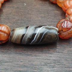 Antique Sulemani Agate Melon Shape Carnelian Beads Bracelet AGT-41
