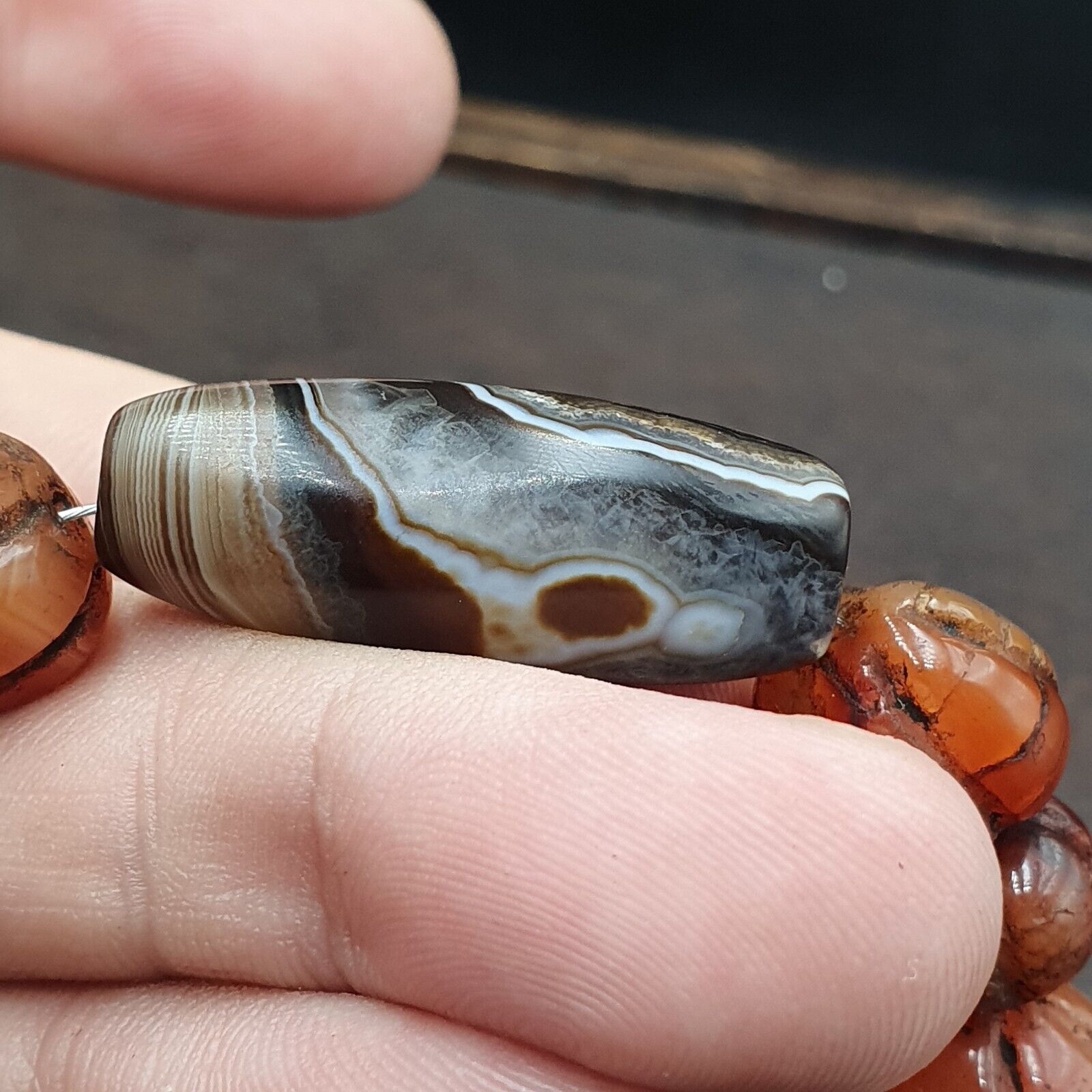 Antique Sulemani Agate Melon Shape Carnelian Beads Bracelet AGT-41