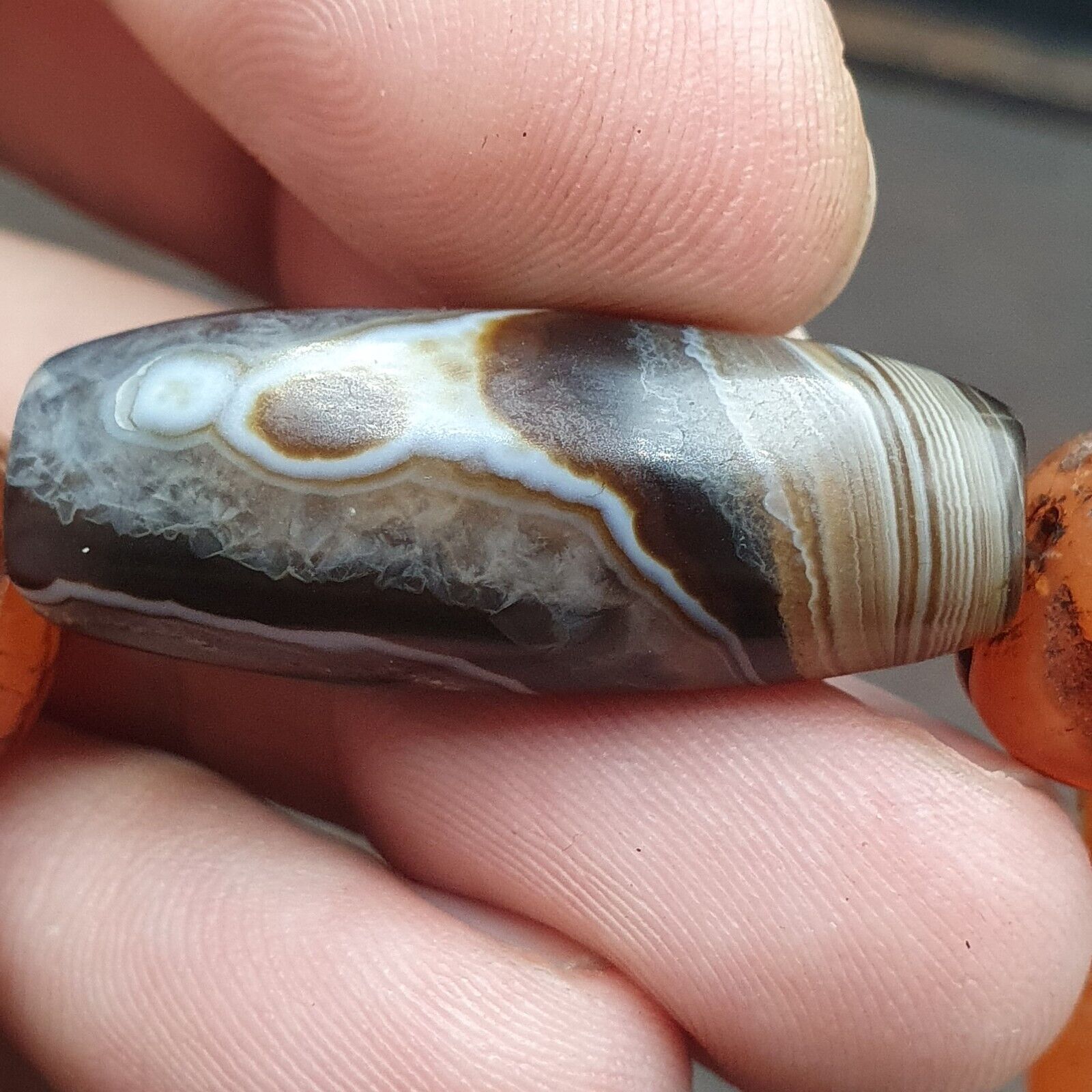 Antique Sulemani Agate Melon Shape Carnelian Beads Bracelet AGT-41
