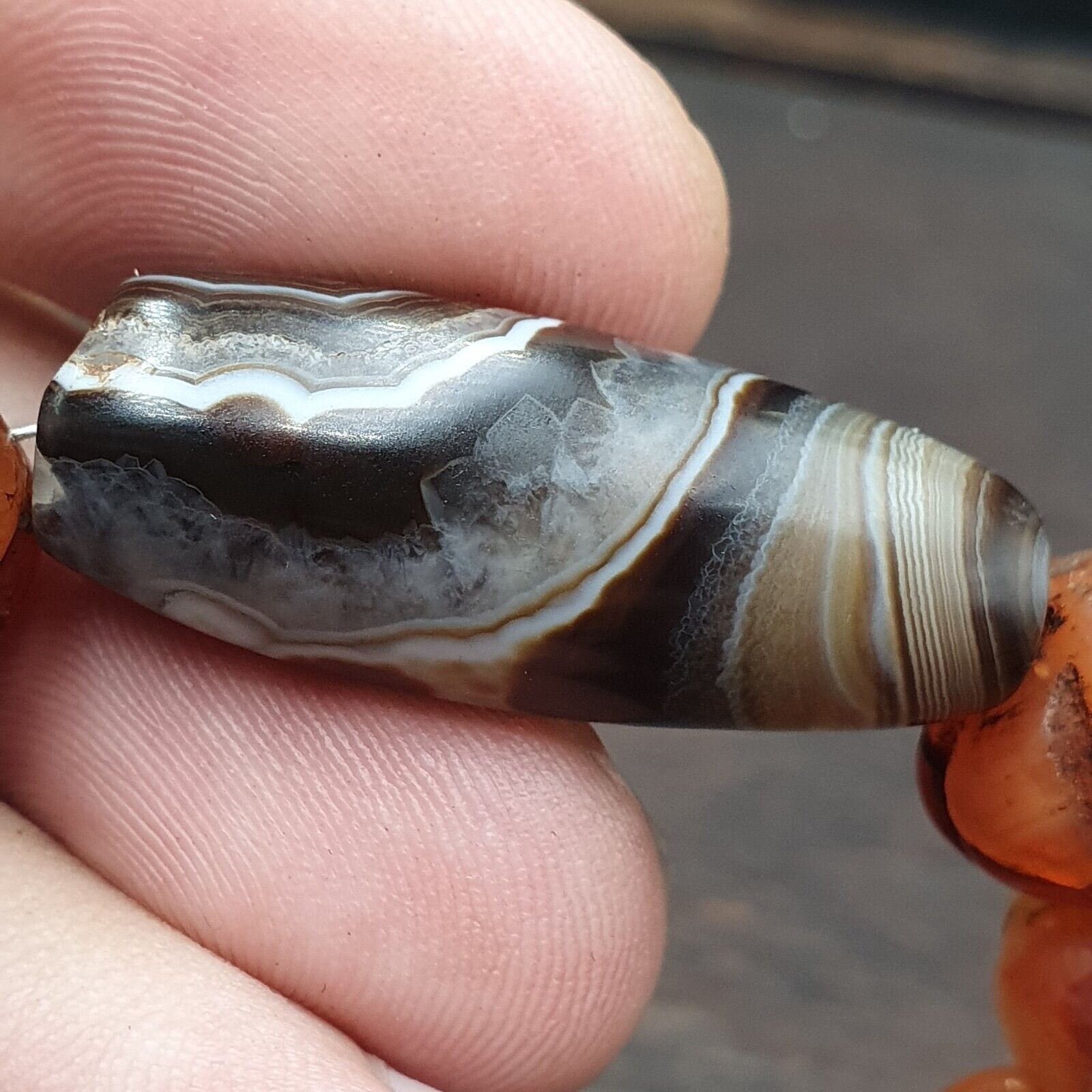Antique Sulemani Agate Melon Shape Carnelian Beads Bracelet AGT-41