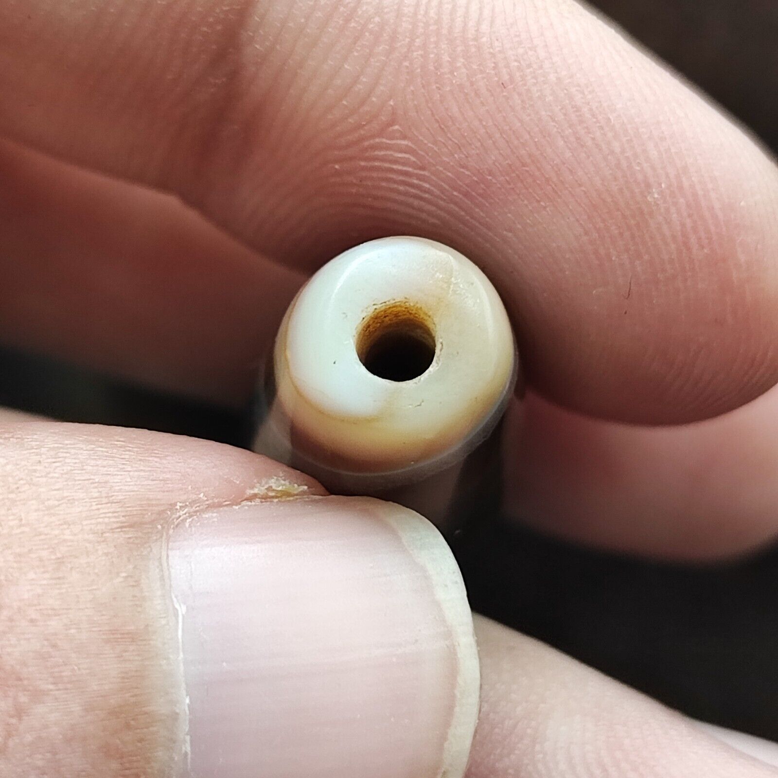 Vintage Old Yemeni Crystal in Agate Natural Eye Rare pattern Bead  YM-3