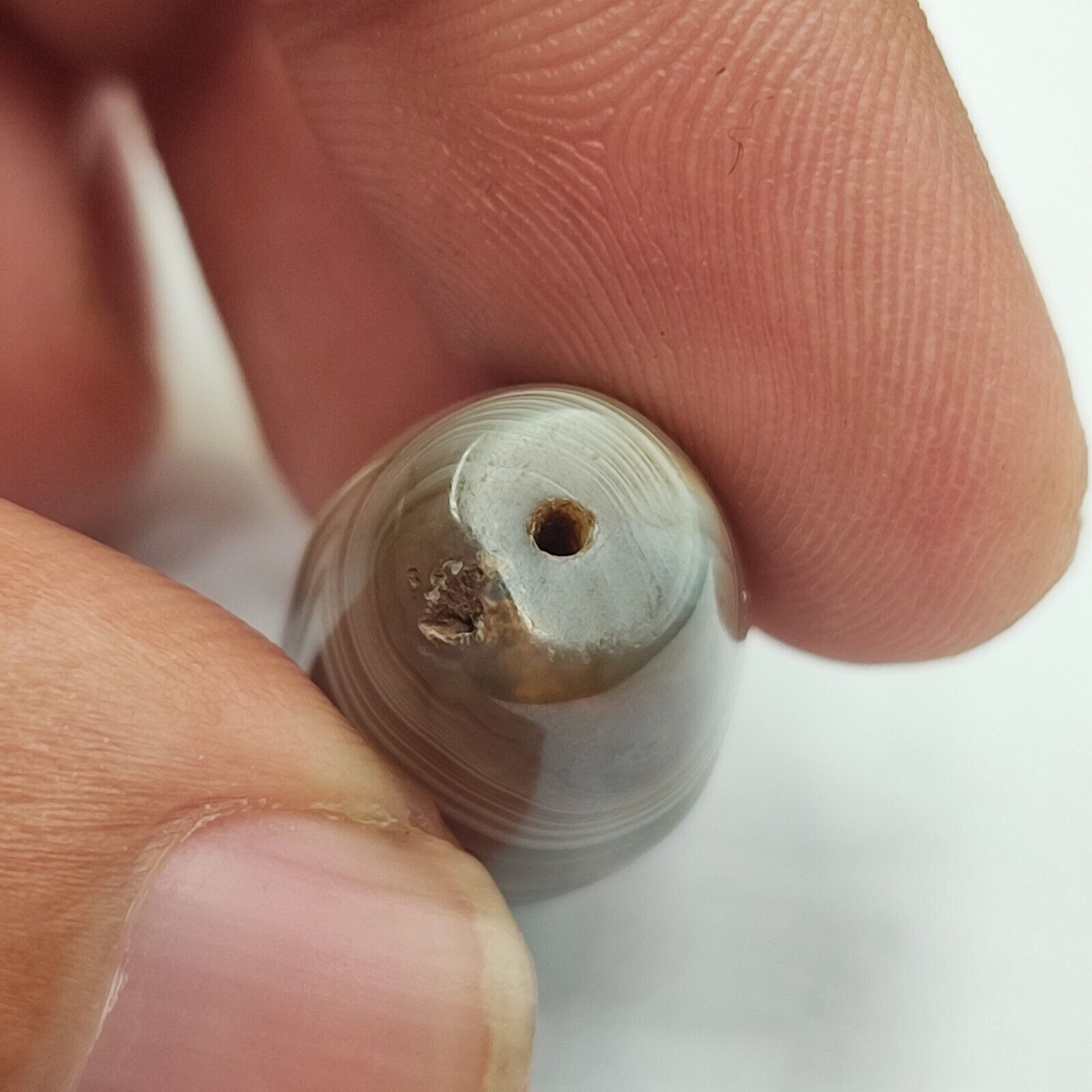 Vintage Old Yemeni Agate Natural Eye Rare pattern Banded Agate Bead  YM-1