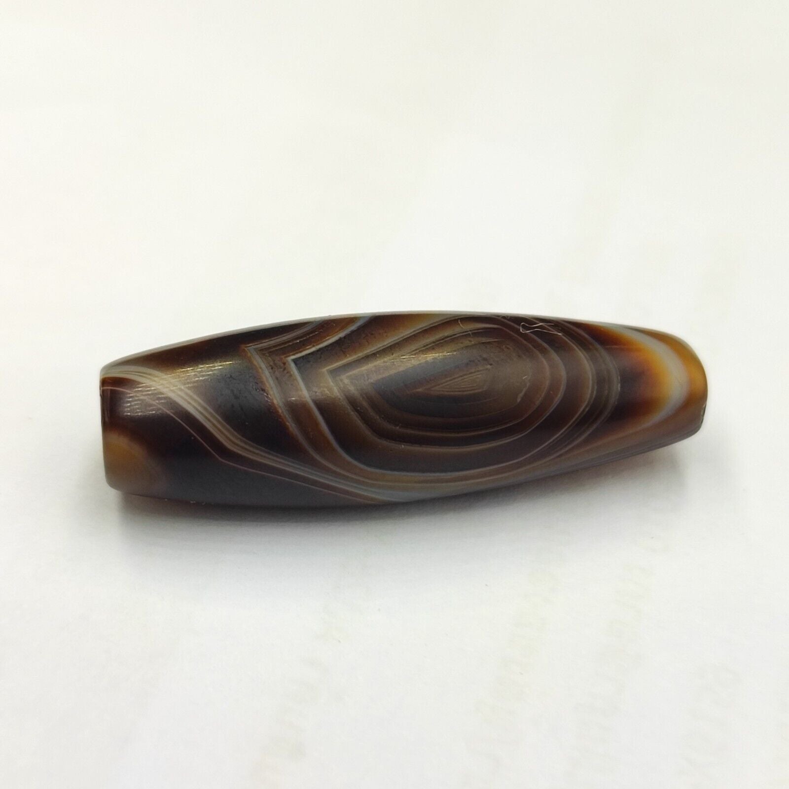 Vintage Old Yemeni Agate Natural Eye Rare pattern Banded Agate Bead  YM-2