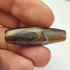 Vintage Old Yemeni Agate Natural Eye Rare pattern Banded Agate Bead  YM-2