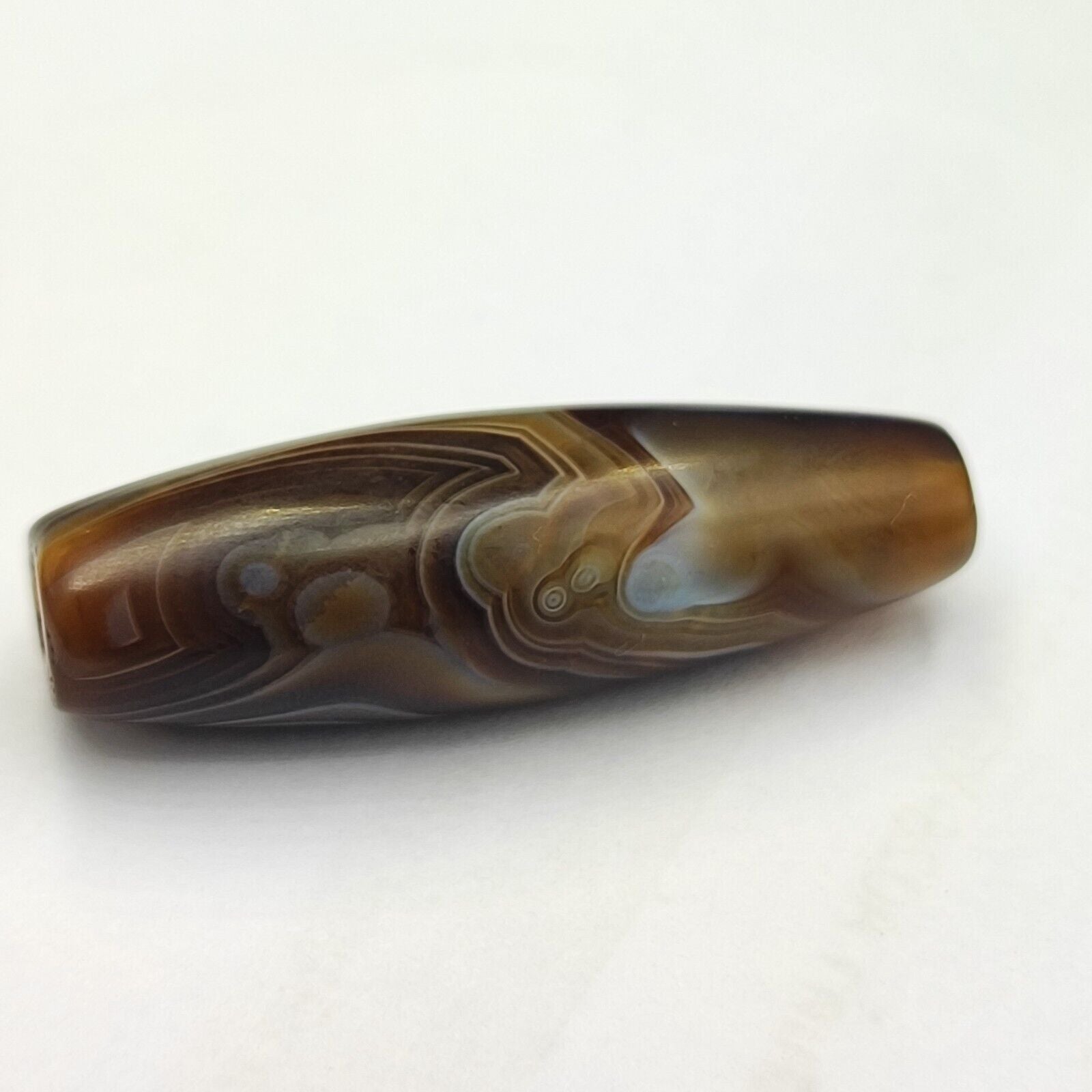 Vintage Old Yemeni Agate Natural Eye Rare pattern Banded Agate Bead  YM-2