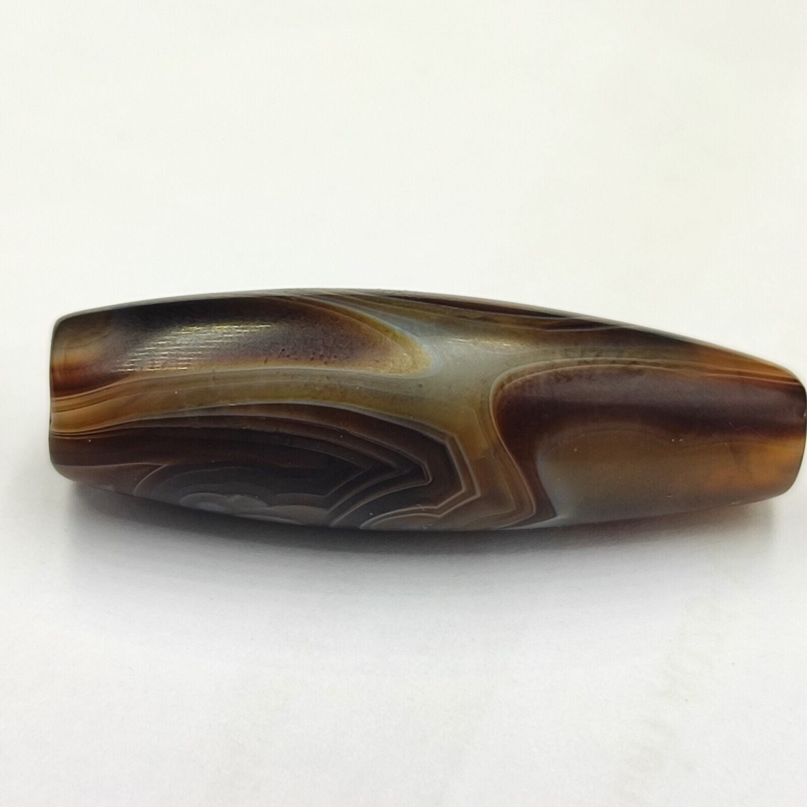Vintage Old Yemeni Agate Natural Eye Rare pattern Banded Agate Bead  YM-2
