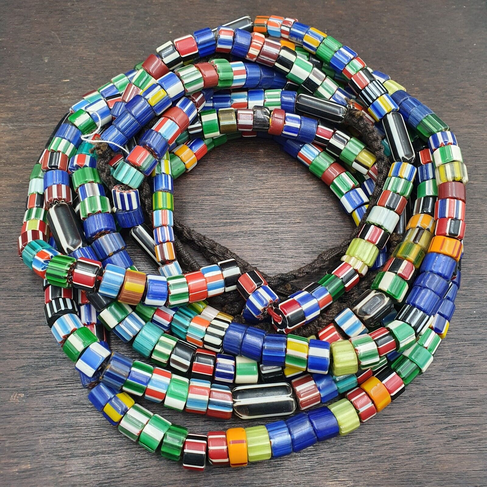 Vintage Venetian Style Chevron Trade Beads Necklace