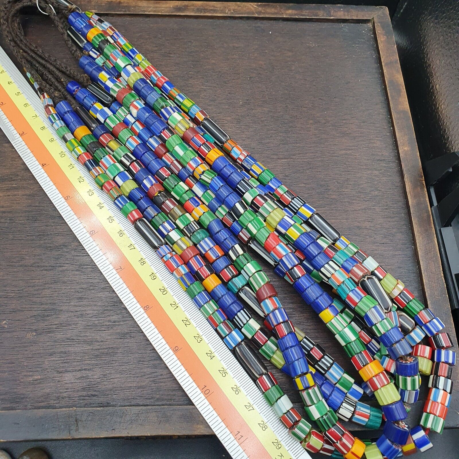 Vintage Venetian Style Chevron Trade Beads Necklace
