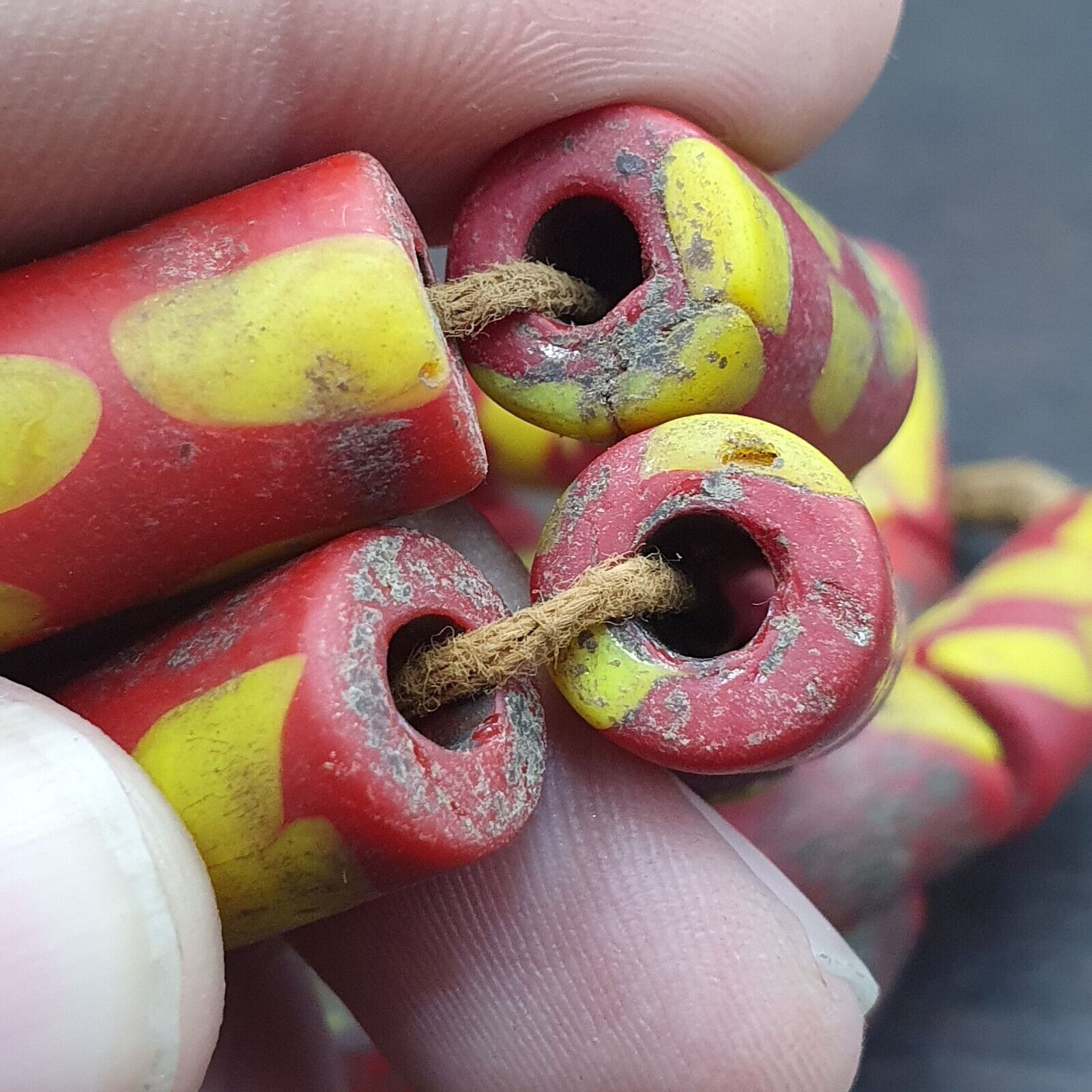 Vintage Red Tube Fancy GLASS beads necklace