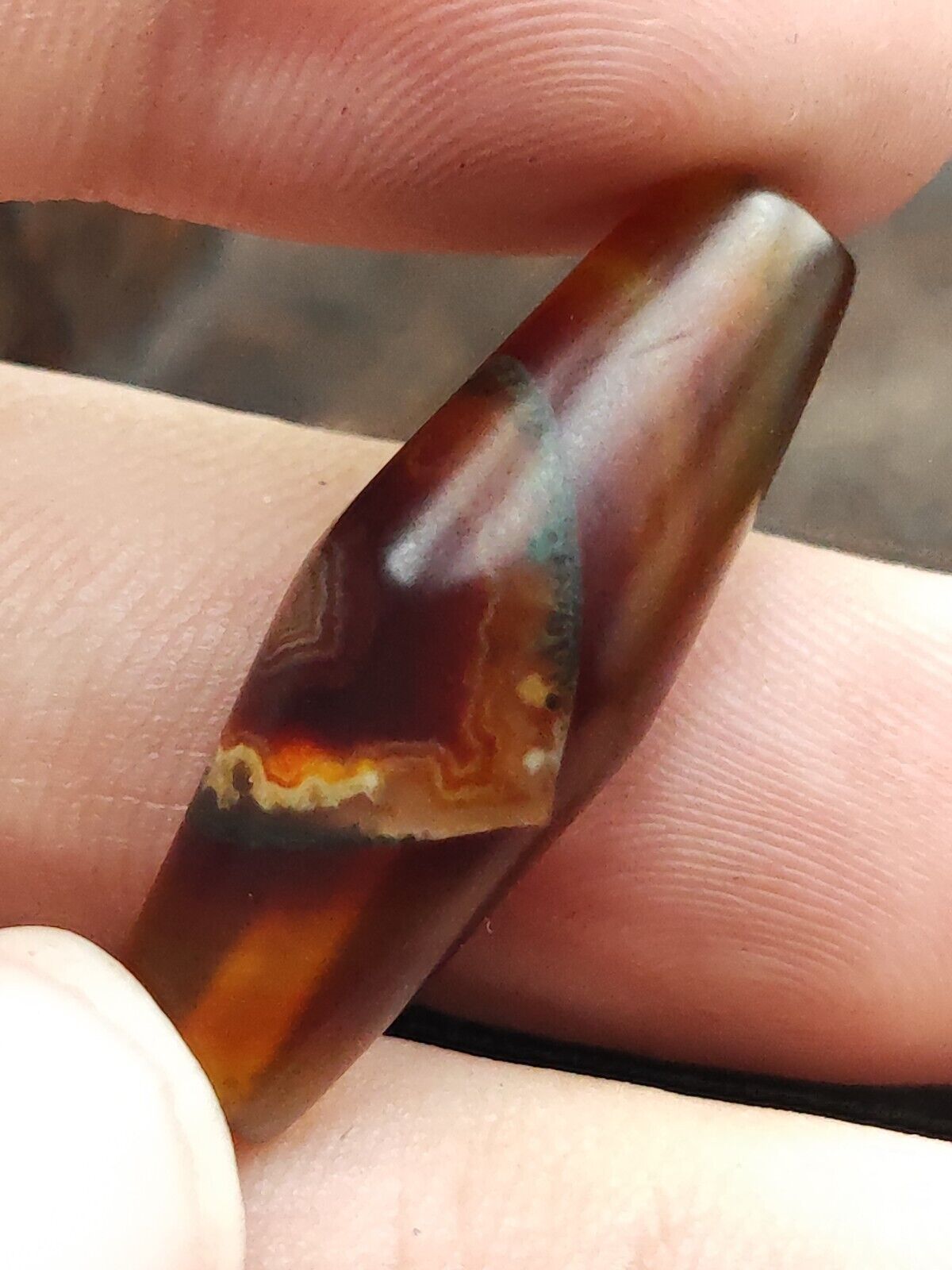 Vintage Old Yemeni Agate Natural Eye Rare pattern Banded Agate Bead  YM-408