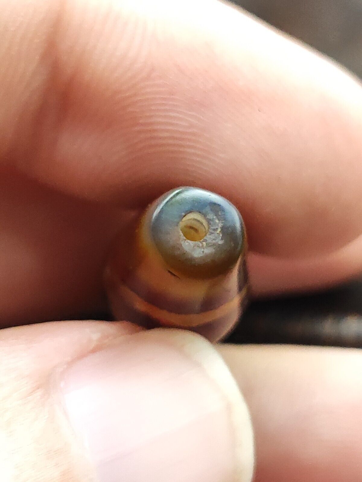Vintage Old Yemeni Agate Natural Eye Rare pattern Banded Agate Bead  YM-408