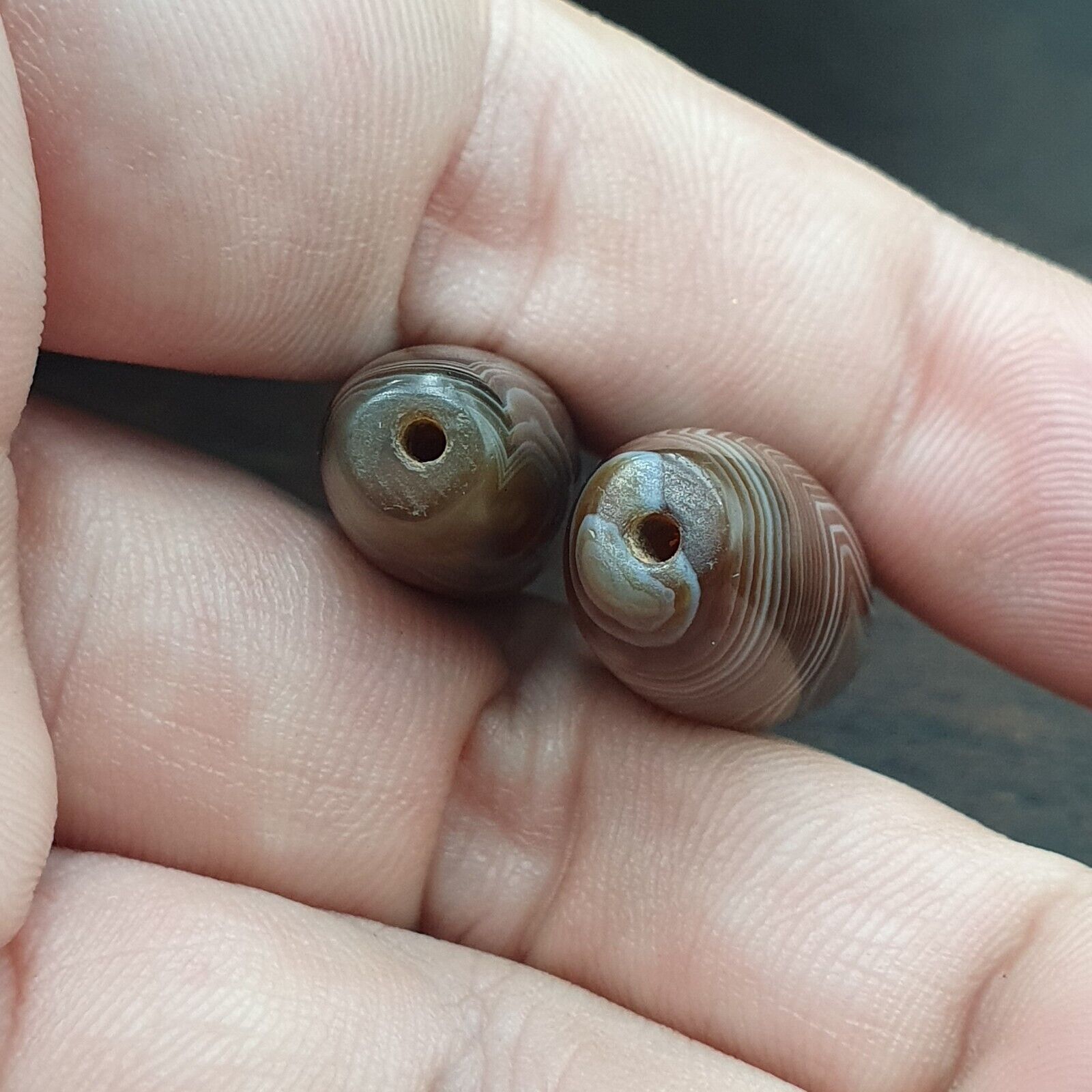 Lot 2 Himalayan Eye Agate Black Agate Beads Soleimani Agate Beads