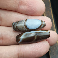 Lot 2 Himalayan Crystal Eye Agate Black Agate Beads Soleimani Agate Beads #23