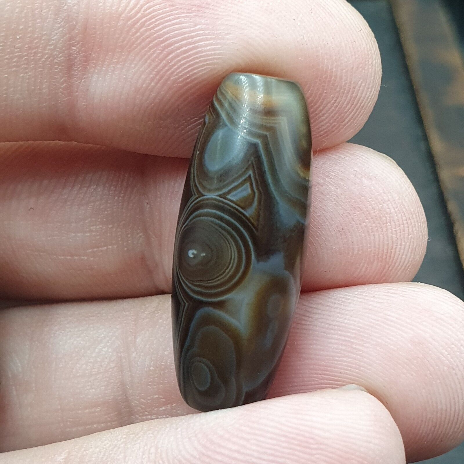 Lot 2 Himalayan Eye Agate Black Agate Beads Soleimani Agate Beads