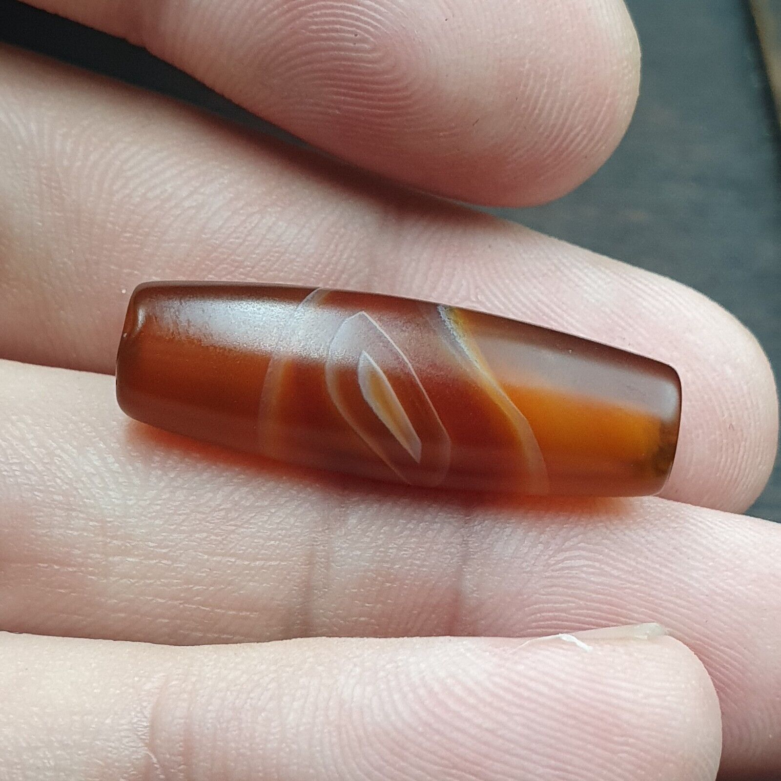 Old Yemeni natural Eye Agate Middle Eastern Red Agate Bead Ym-1ey