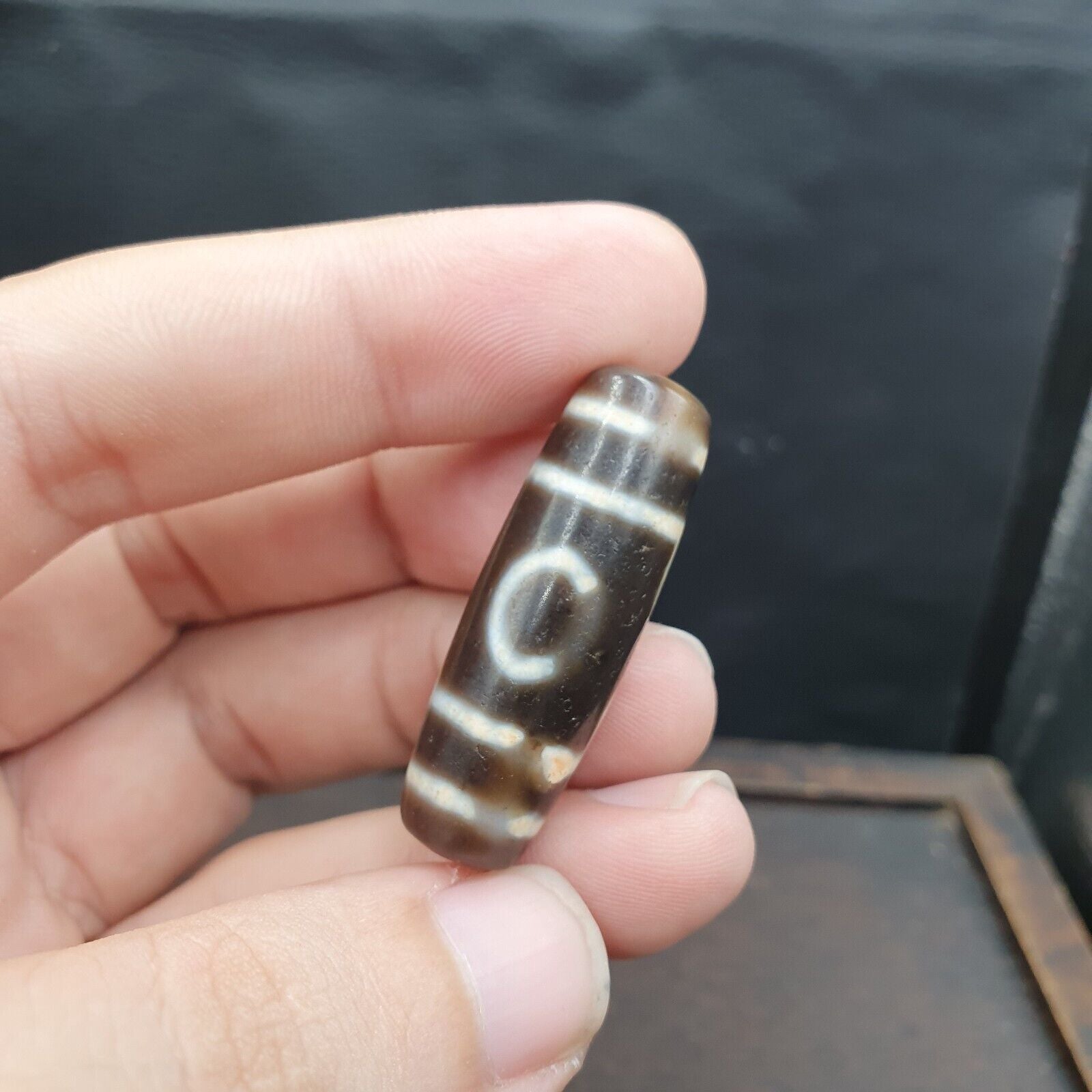 Rare Agate Old Indo Tibetan Agate 3 Eyes Agate stone Dzi  Bead Amulet