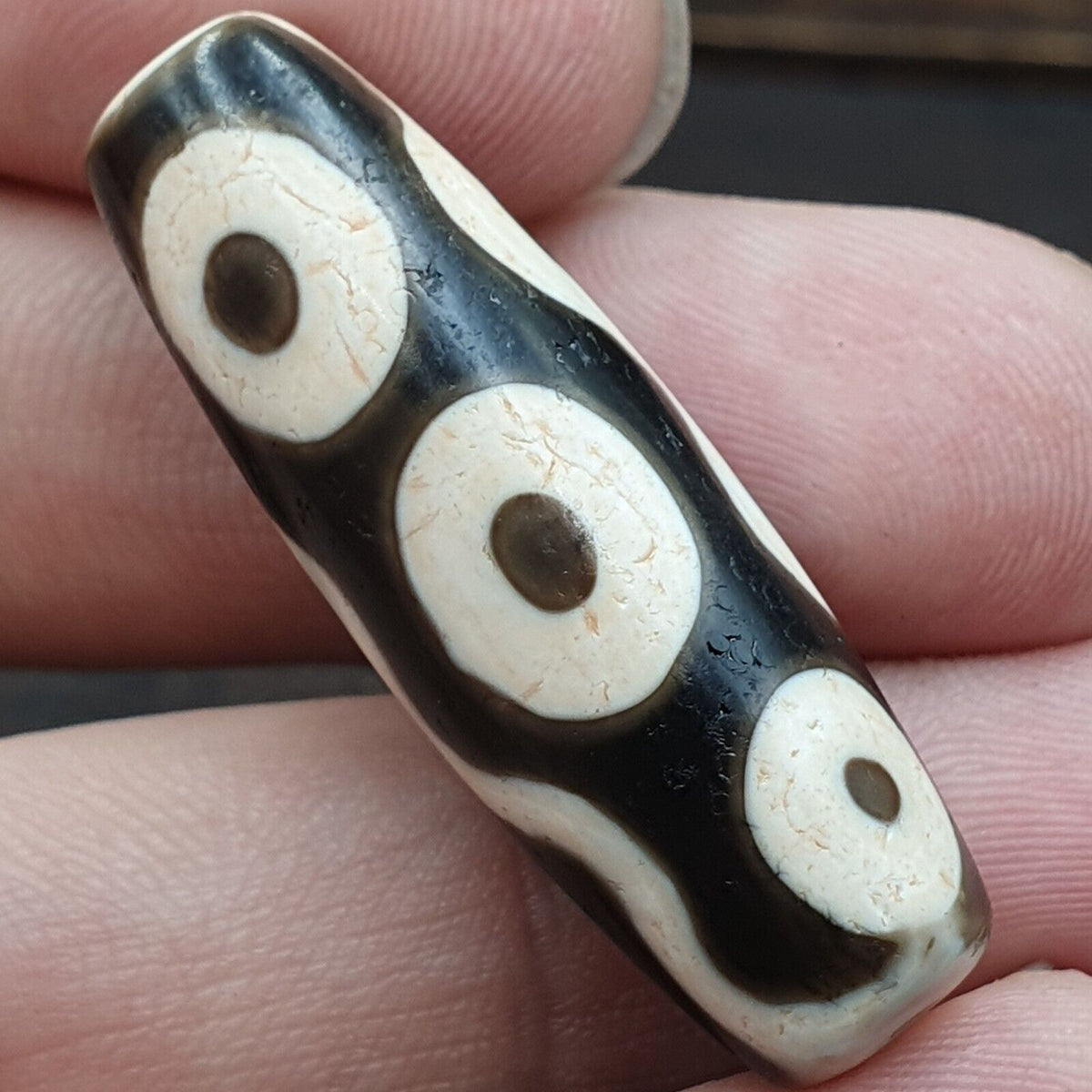Rare Agate Old Indo Tibetan Agate 4 Falling Eyes Agate stone Dzi  Bead Amulet