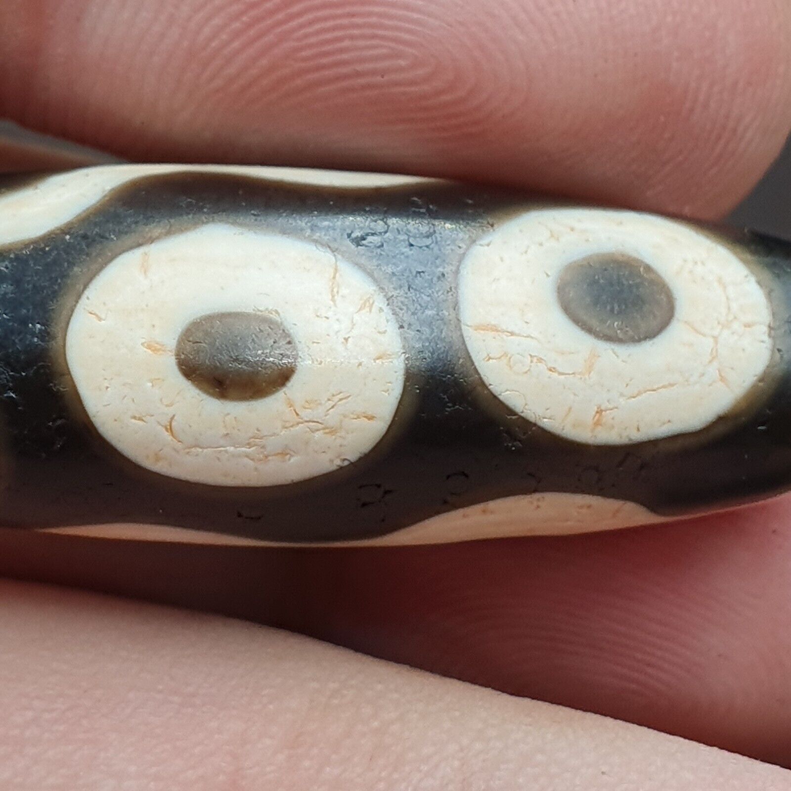 Rare Agate Old Indo Tibetan Agate 4 Falling Eyes Agate stone Dzi  Bead Amulet