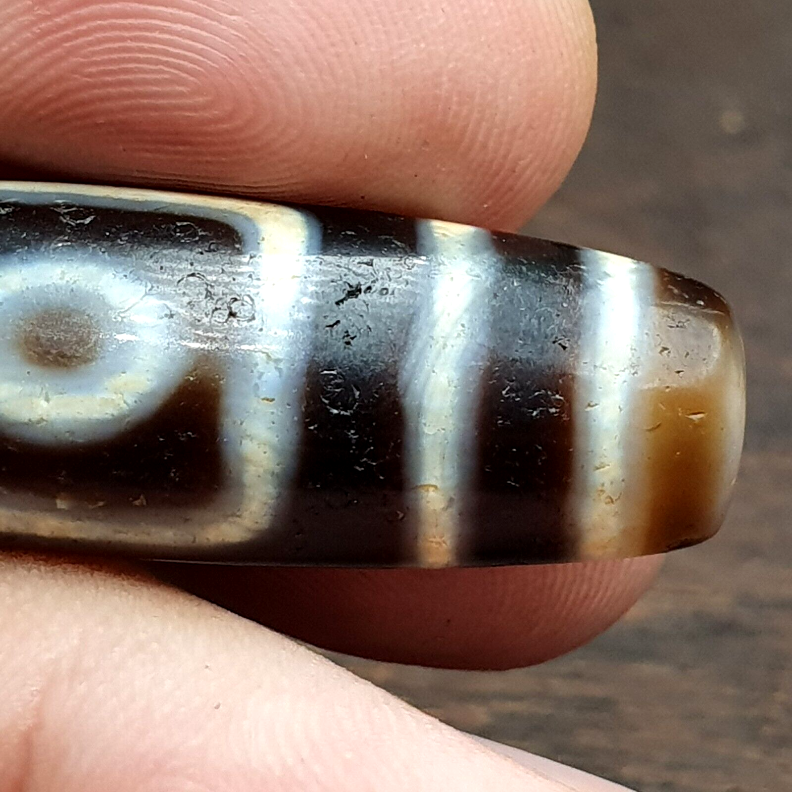 Tibetan Nepalese Himalayan Old Dzi Unique 2 eye Bead Amulet