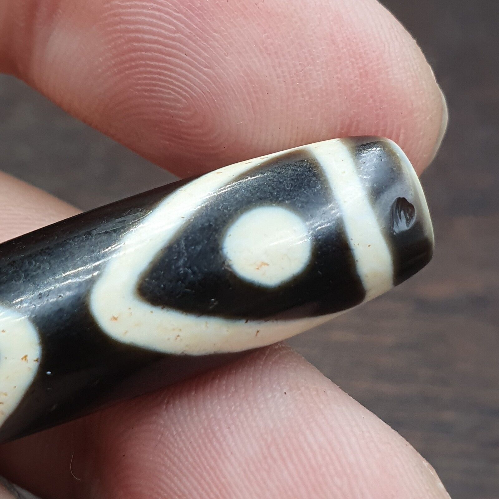 Tibetan Nepalese Himalayan Old Dzi Unique 3 eye Bead Amulet