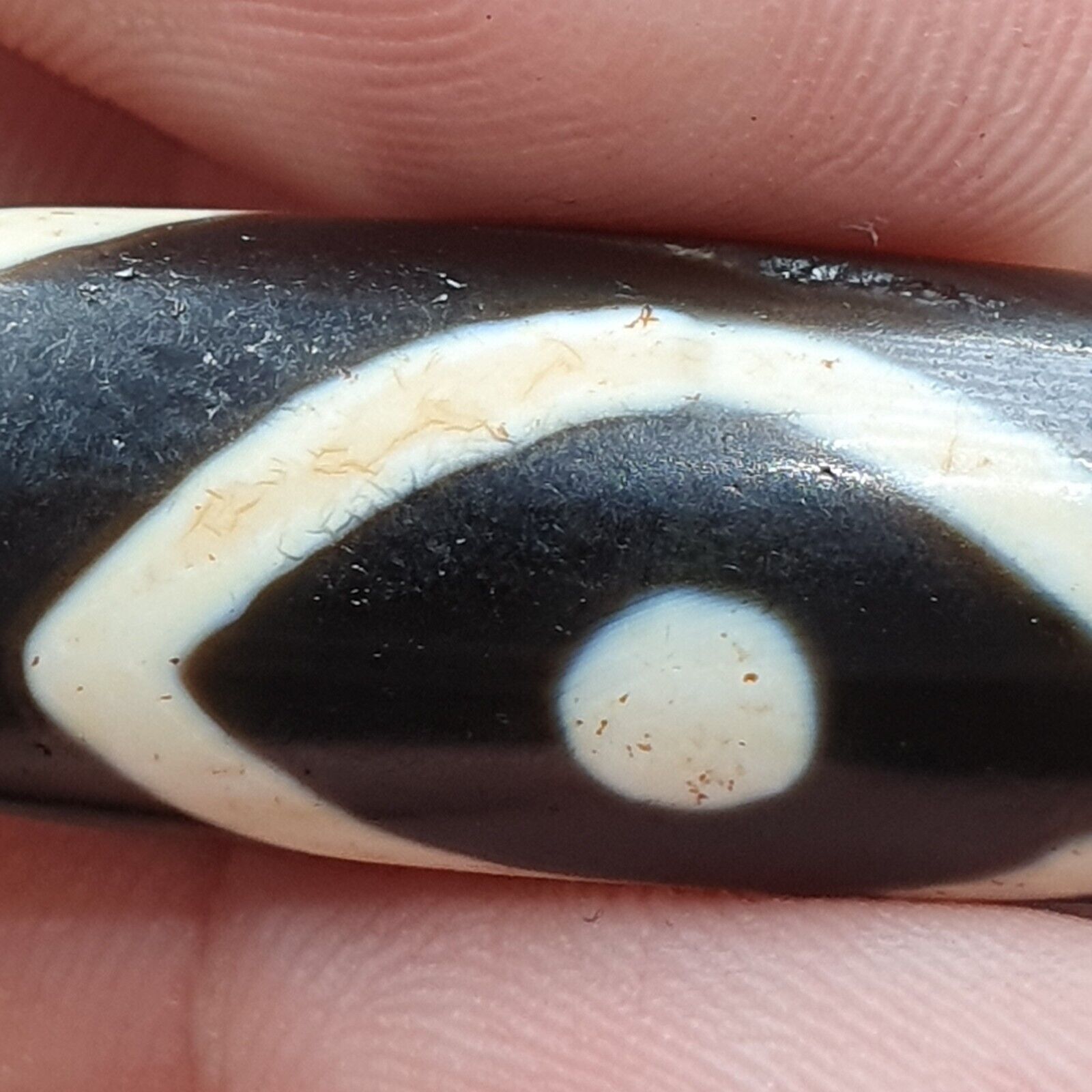 Tibetan Nepalese Himalayan Old Dzi Unique 3 eye Bead Amulet