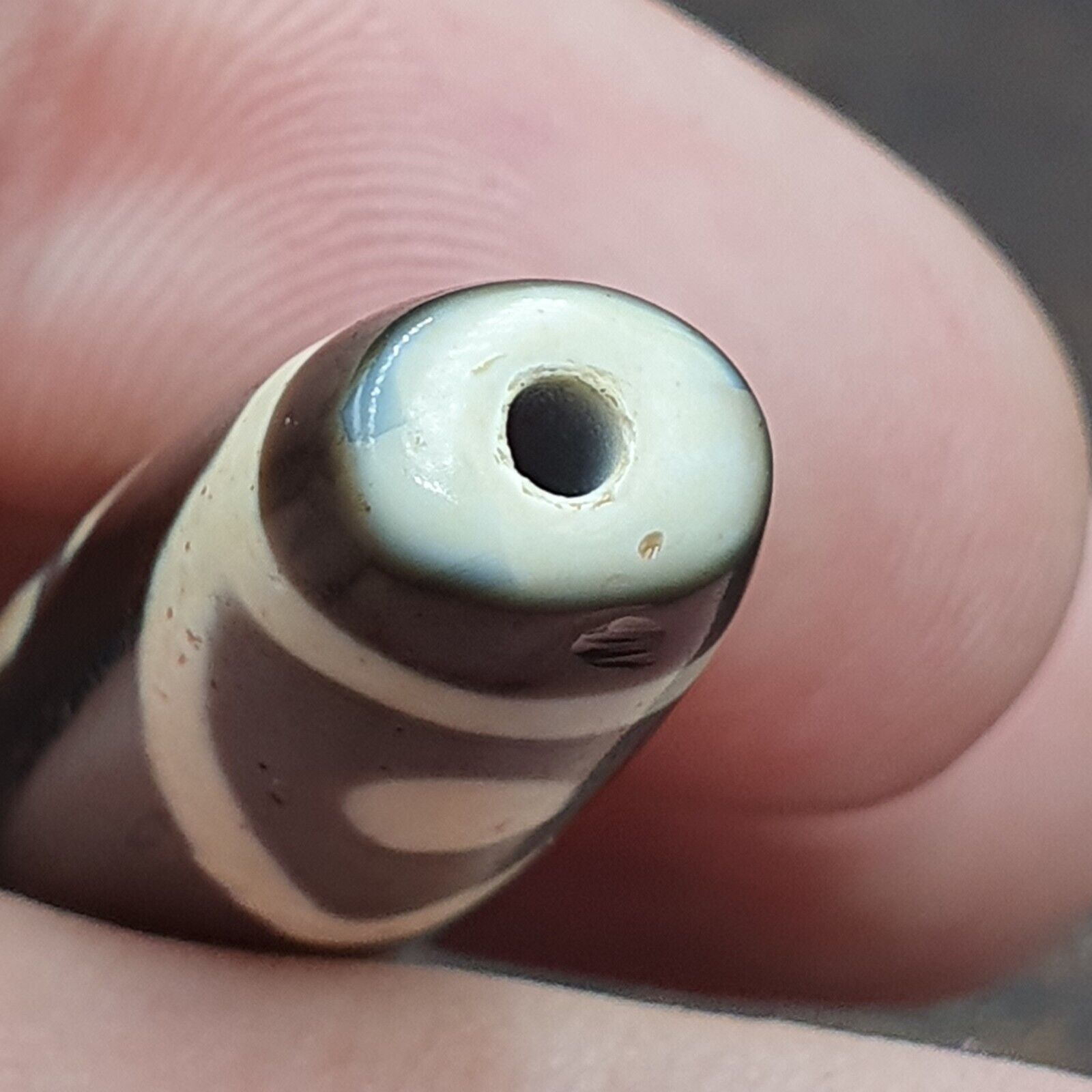 Tibetan Nepalese Himalayan Old Dzi Unique 3 eye Bead Amulet