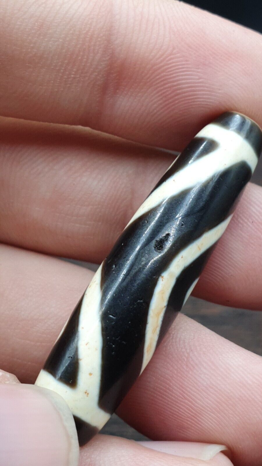 Tibetan Nepalese Himalayan Old Dzi Unique 3 eye Bead Amulet