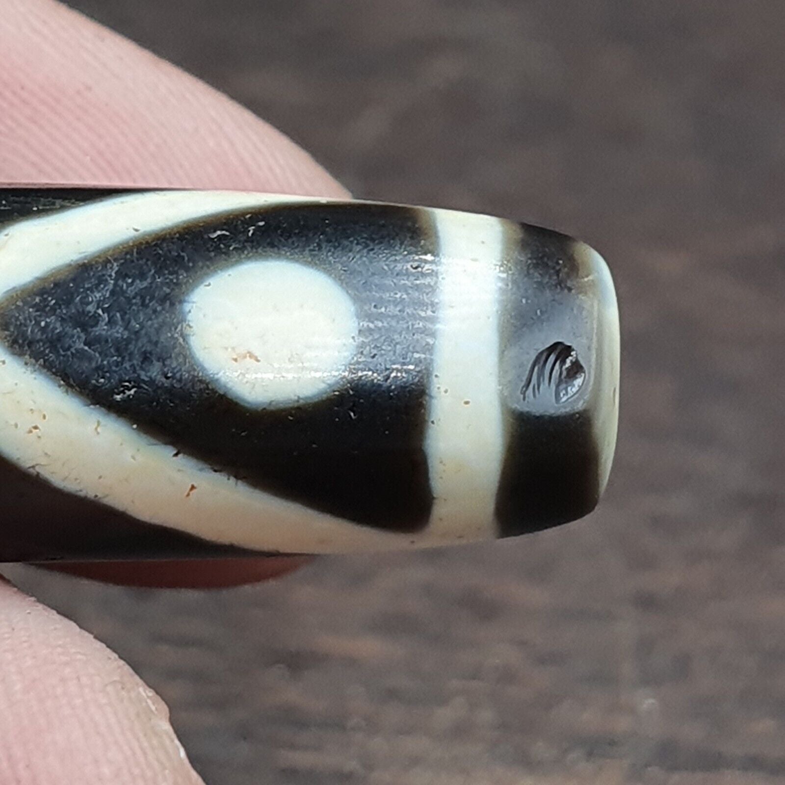 Tibetan Nepalese Himalayan Old Dzi Unique 3 eye Bead Amulet