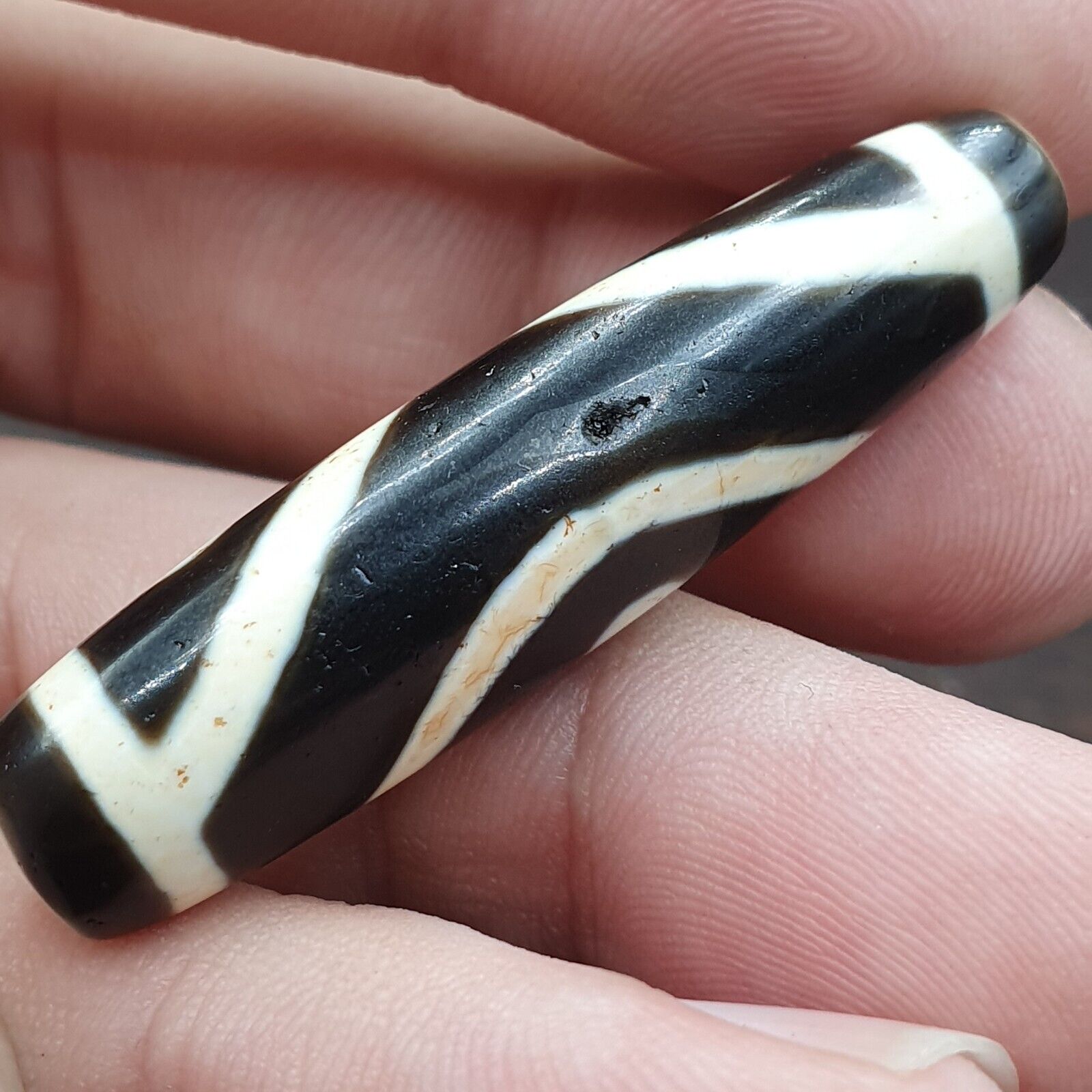 Tibetan Nepalese Himalayan Old Dzi Unique 3 eye Bead Amulet