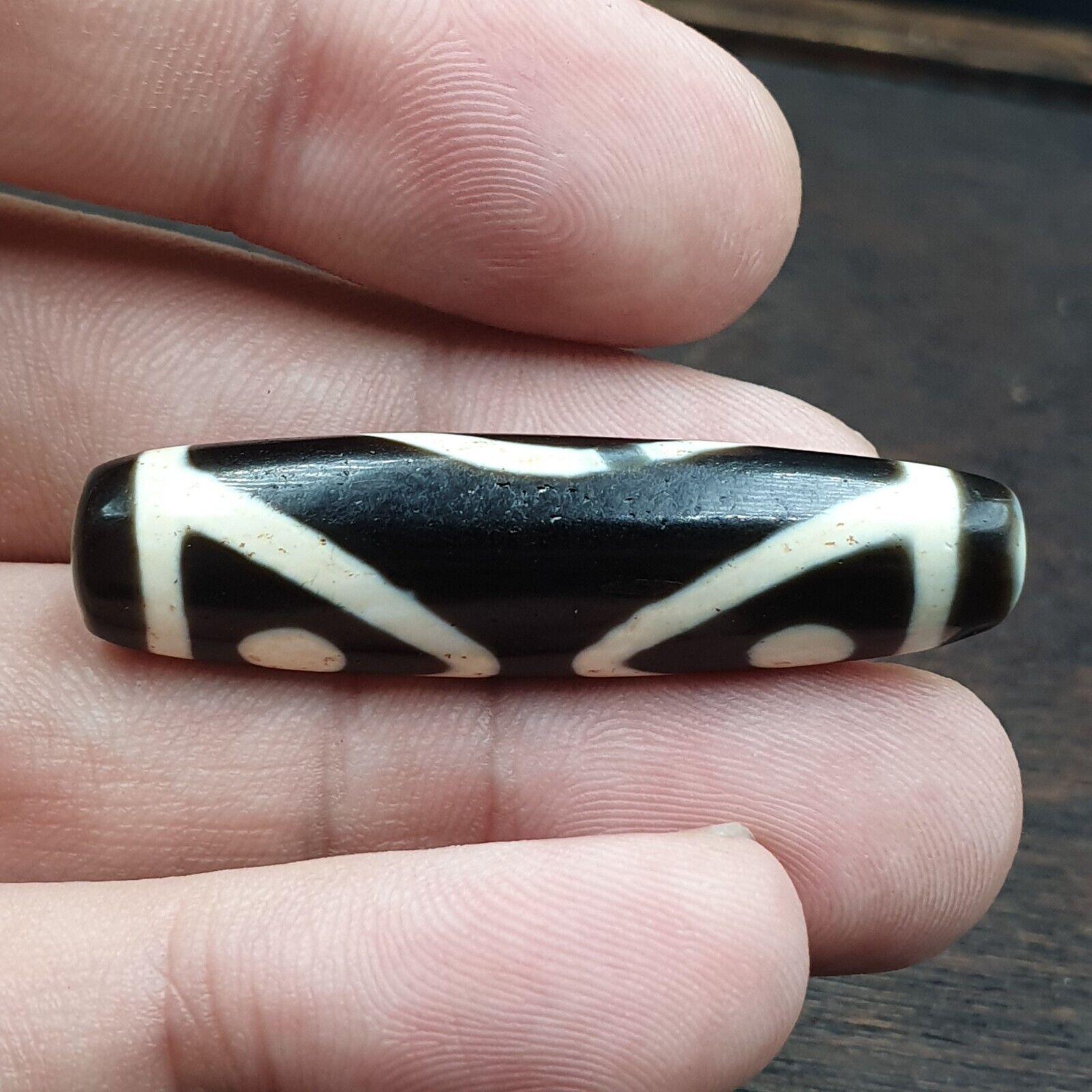 Tibetan Nepalese Himalayan Old Dzi Unique 3 eye Bead Amulet