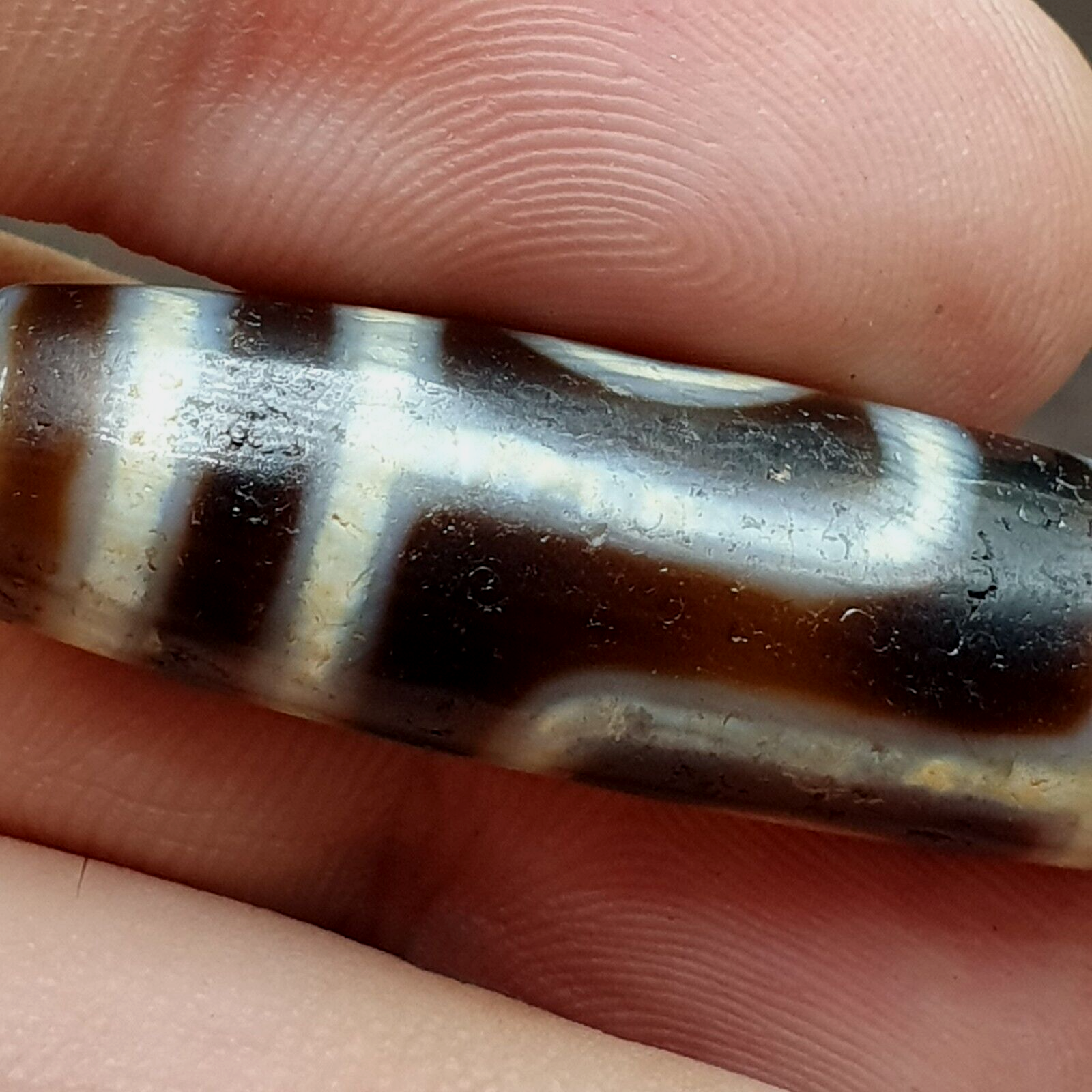 Tibetan Nepalese Himalayan Old Dzi Unique 2 eye Bead Amulet