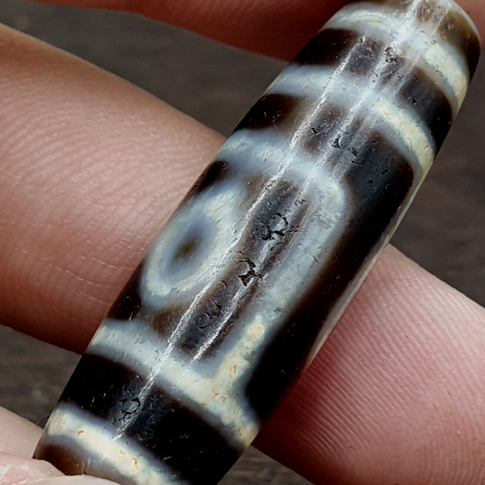 Tibetan Nepalese Himalayan Old Dzi Unique 2 eye Bead Amulet