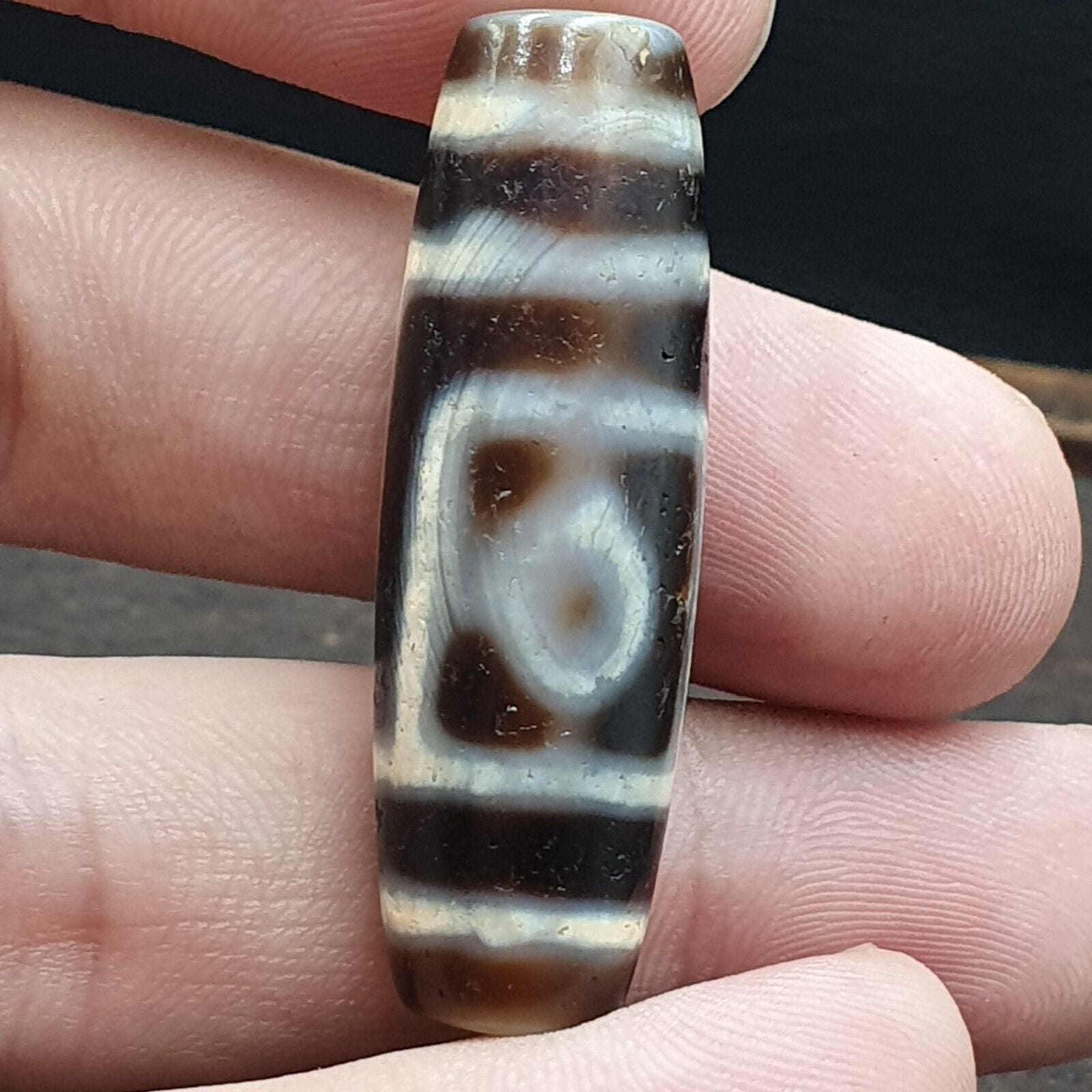 Tibetan Nepalese Himalayan Old Dzi Unique 2 eye Bead Amulet