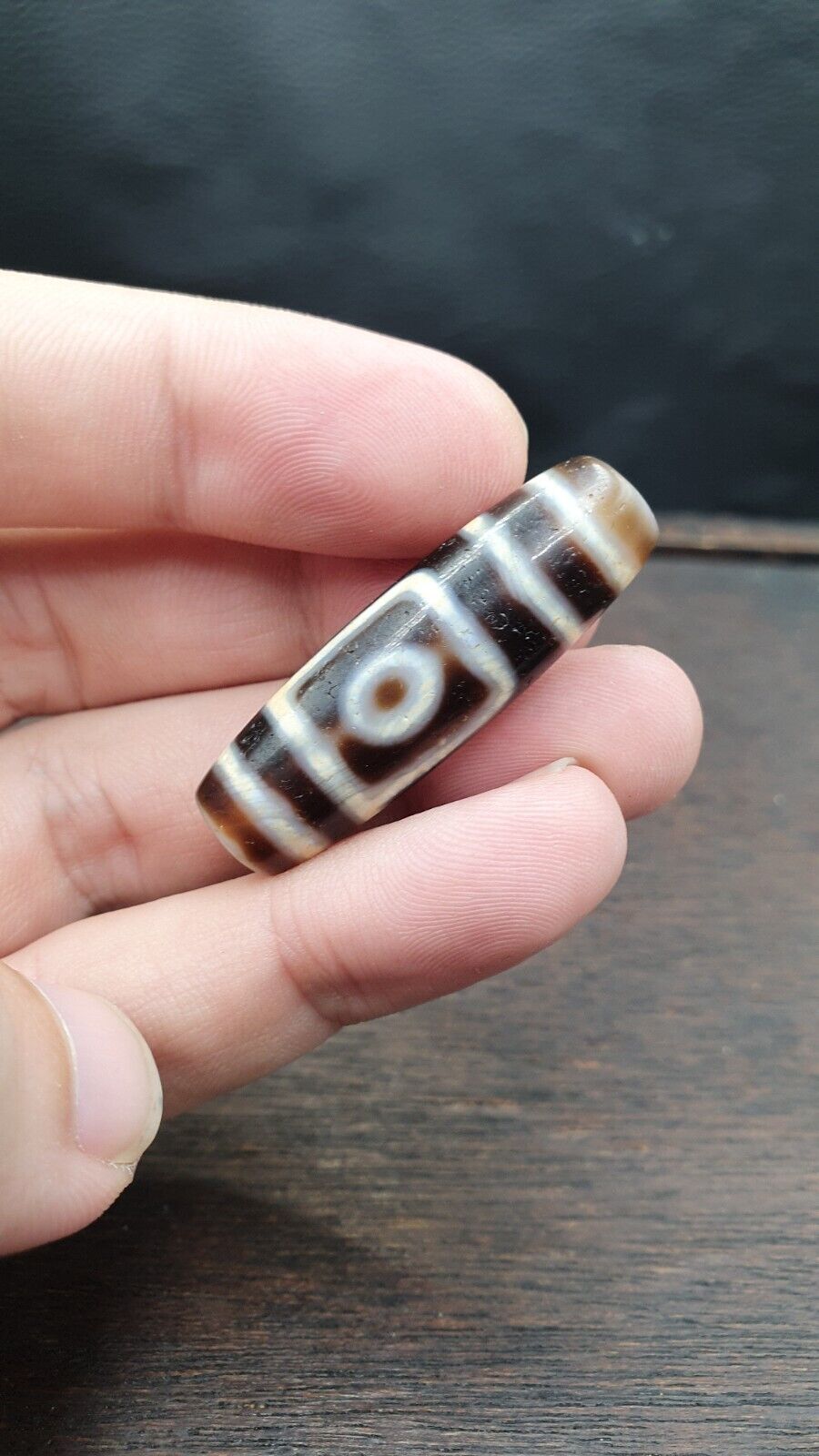 Tibetan Nepalese Himalayan Old Dzi Unique 2 eye Bead Amulet