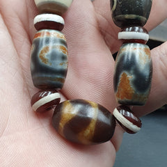 Antique Old Dzi Tibetan Chinese Agate Beads Bracelet