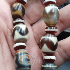 Antique Old Dzi Tibetan Chinese Agate Beads Bracelet