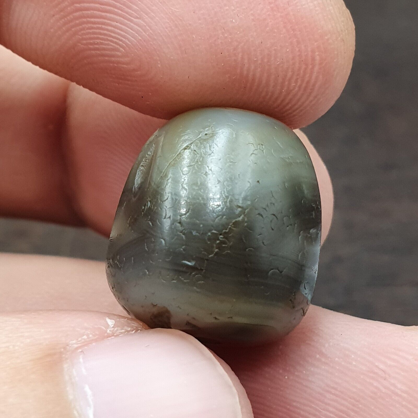 Ancient Gray Agate Yemeni Suleimani Natural Eye Agate Bead JNT-27