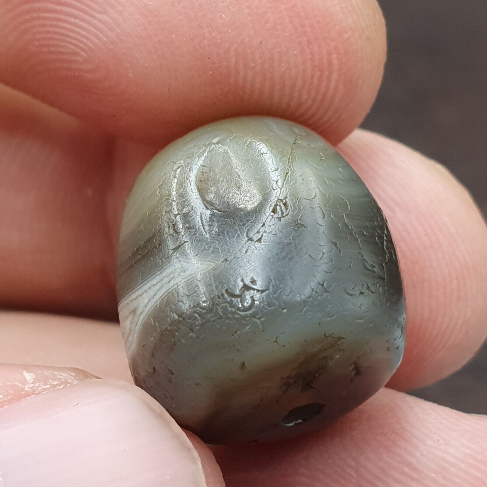 Ancient Gray Agate Yemeni Suleimani Natural Eye Agate Bead JNT-27