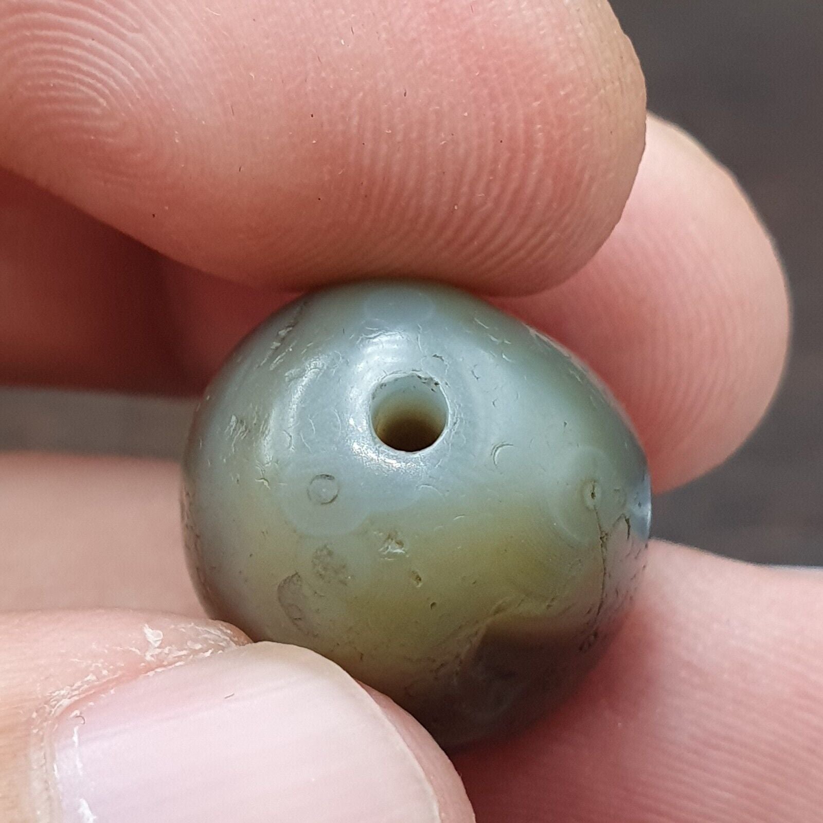 Ancient Gray Agate Yemeni Suleimani Natural Eye Agate Bead JNT-27