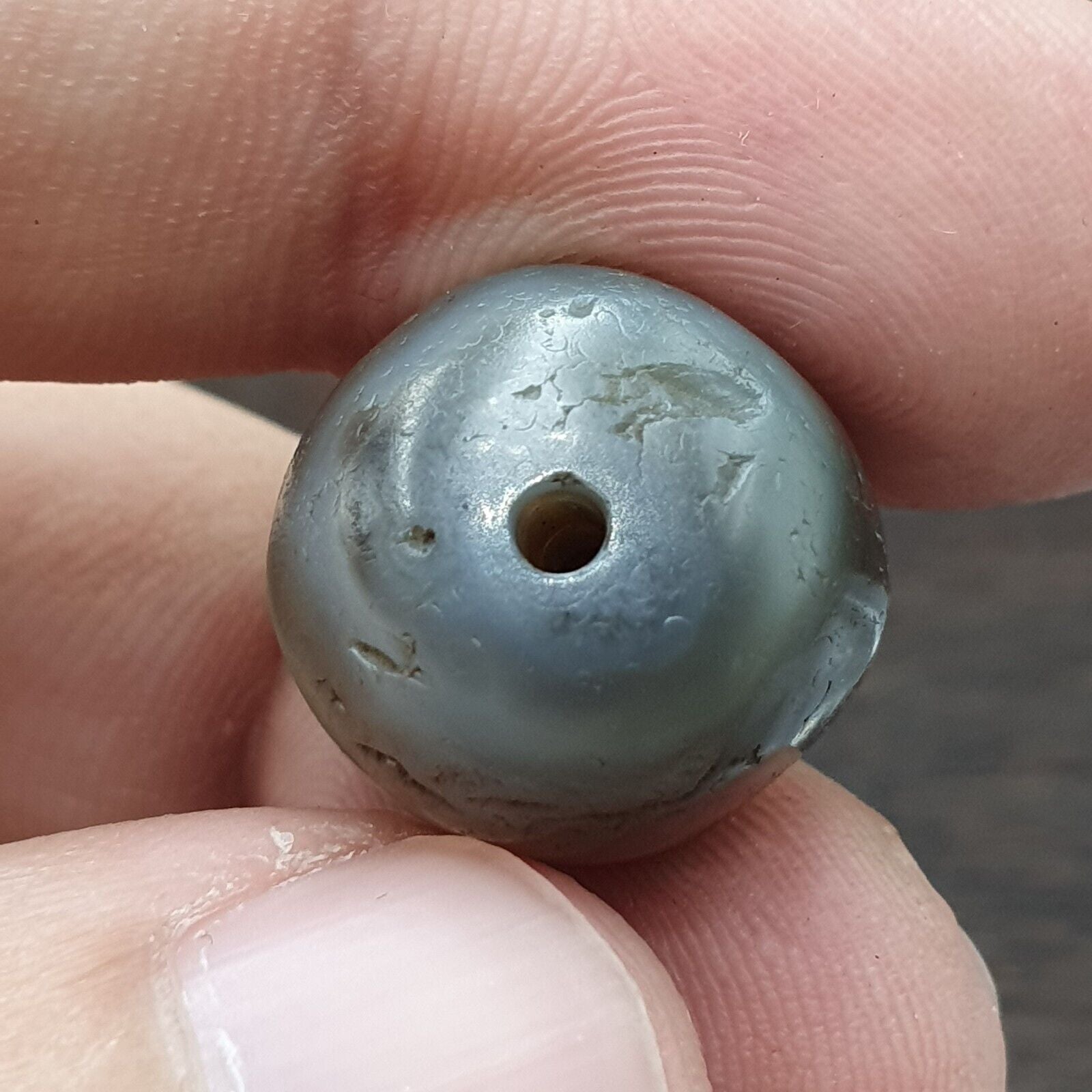 Ancient Gray Agate Yemeni Suleimani Natural Eye Agate Bead JNT-27