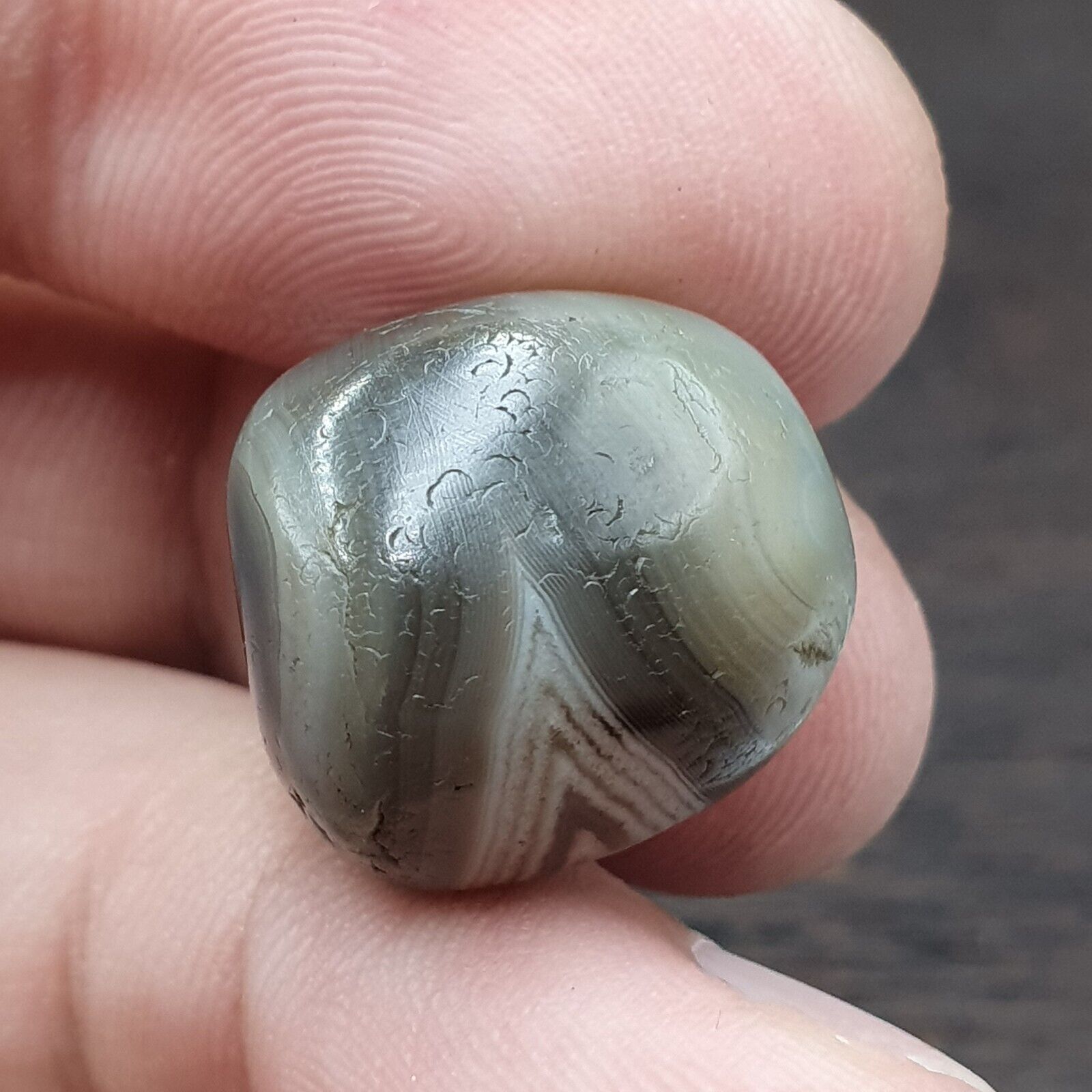 Ancient Gray Agate Yemeni Suleimani Natural Eye Agate Bead JNT-27