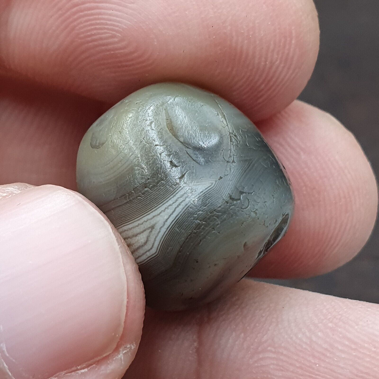 Ancient Gray Agate Yemeni Suleimani Natural Eye Agate Bead JNT-27
