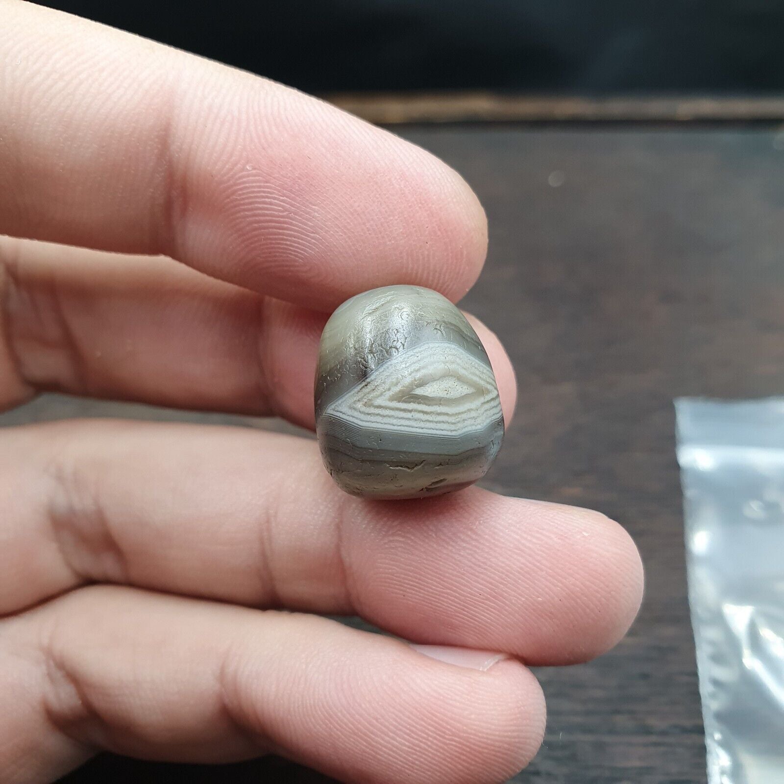Ancient Gray Agate Yemeni Suleimani Natural Eye Agate Bead JNT-27