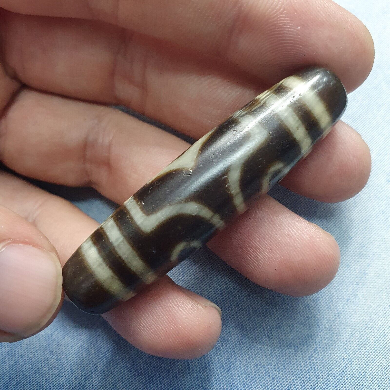 S3 Vintage Old Tibetan 3 Eyes Agate stone Dzi Bead big Amulet