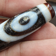 Vintage Indo Tibetan 2 Eyes rare Patterns Dzi chung agate Amulet Bead