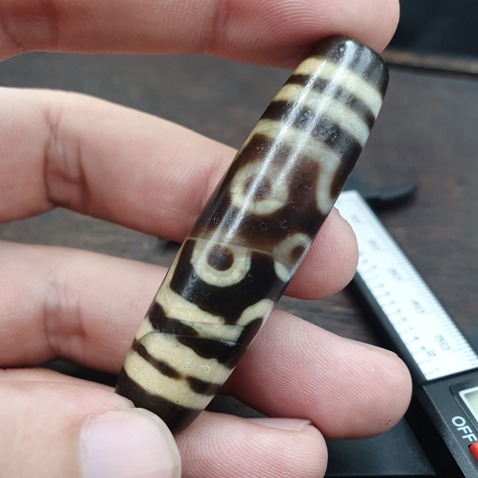 OTBS4 Vintage Old Tibetan 7 Eyes Agate stone Dzi Bead big Amulet