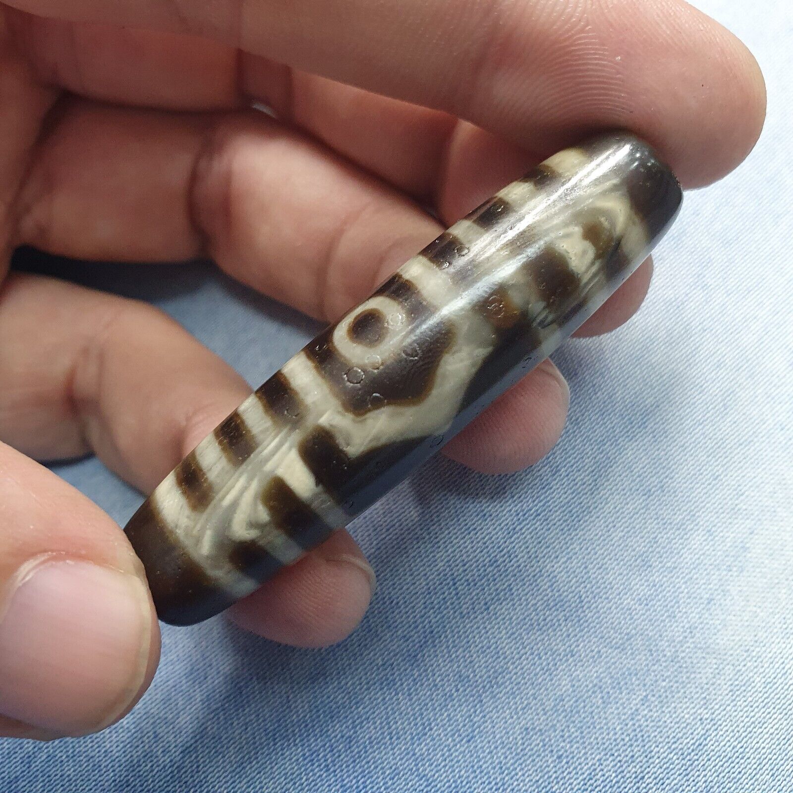 S3 Vintage Old Tibetan 3 Eyes Agate stone Dzi Bead big Amulet